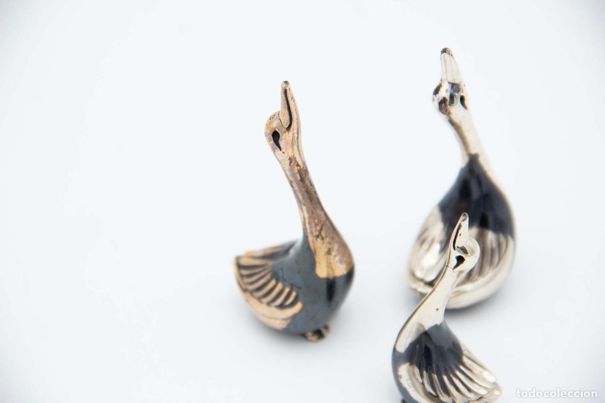 Antig&uuml;edades: Juego de 3 cisnes de plata - Foto 2
