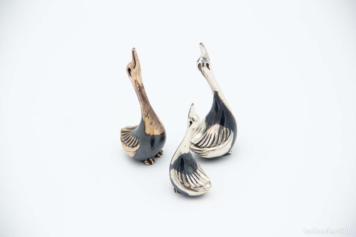 Antig&uuml;edades: Juego de 3 cisnes de plata - Foto 1
