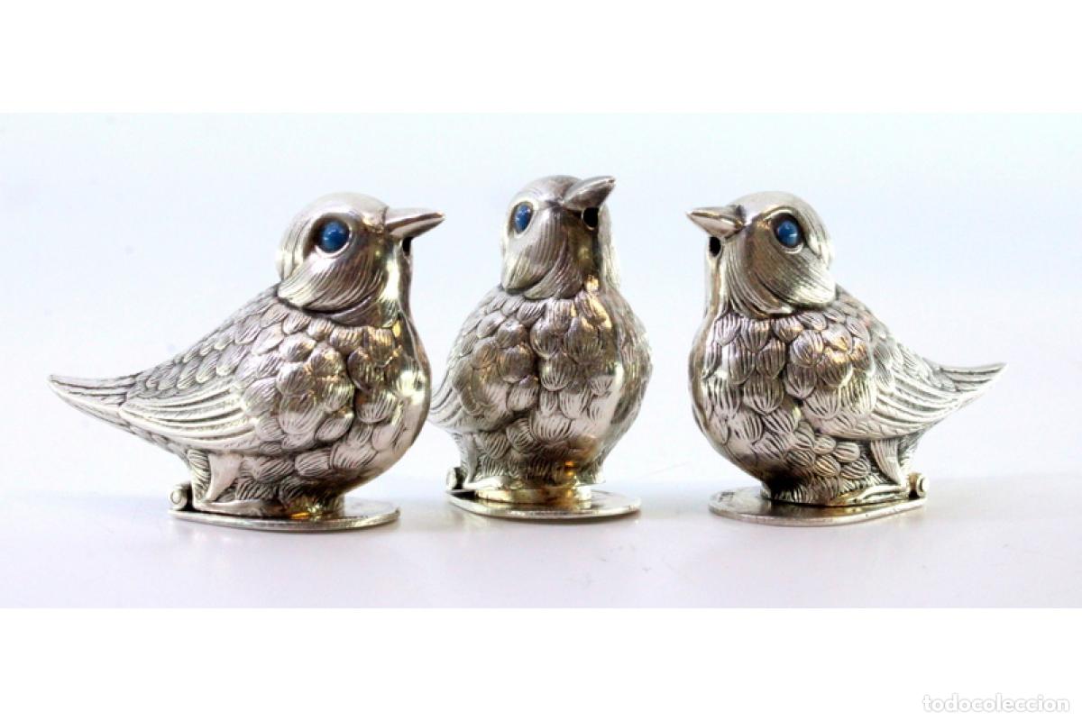 Antig&uuml;edades: Juego de 3 p&aacute;jaros de platas - Foto 2