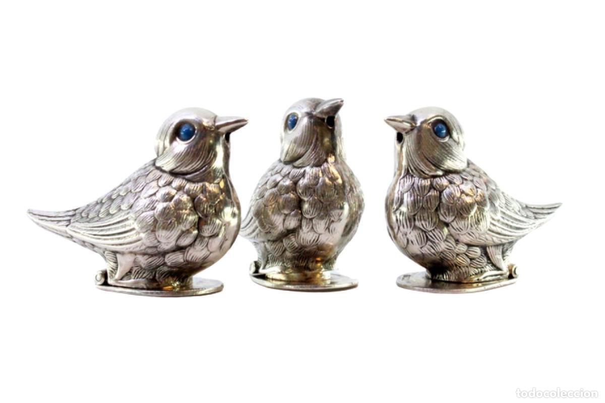 Antig&uuml;edades: Juego de 3 p&aacute;jaros de platas - Foto 1