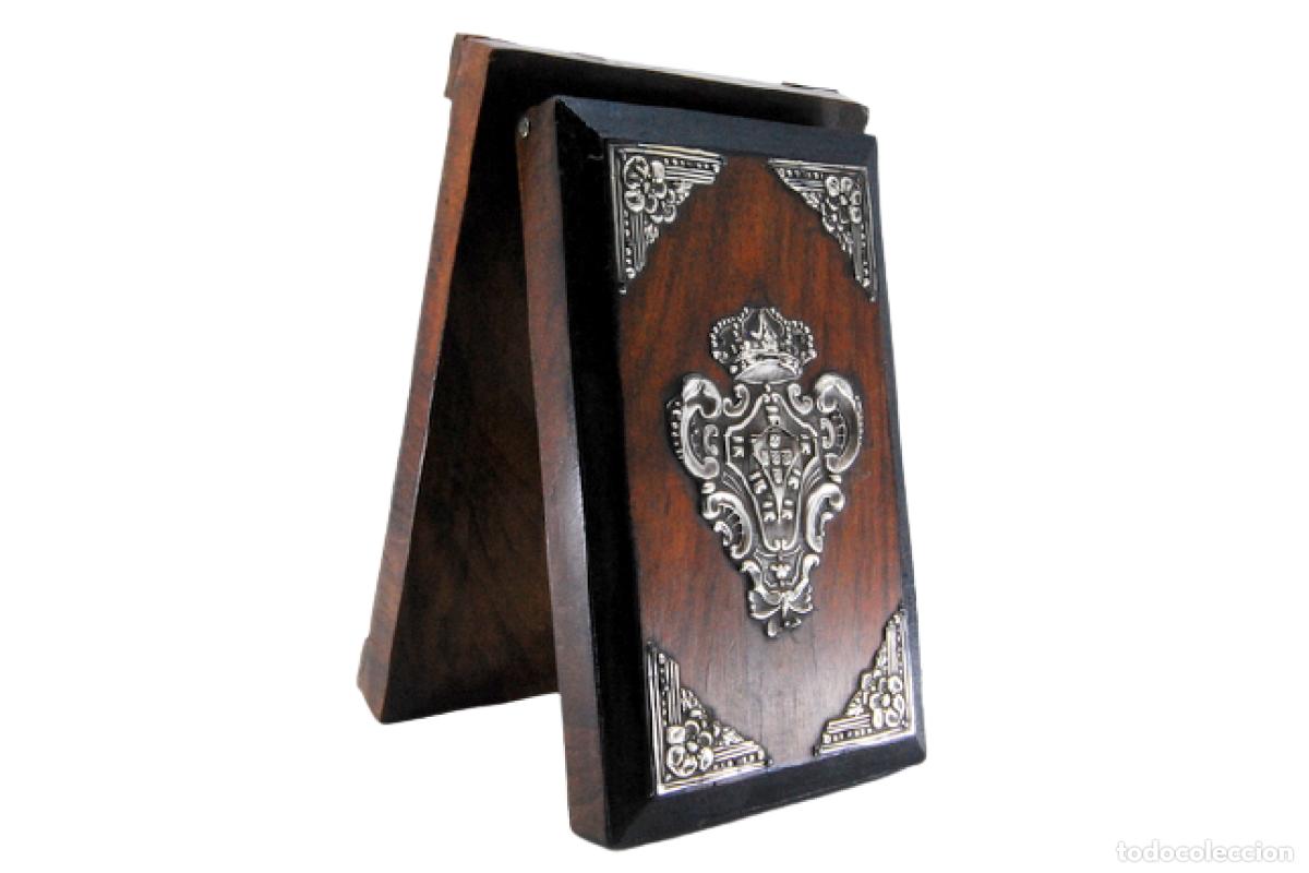 Antiques: Portacuadernillos/agenda, hecho de madera y plata.