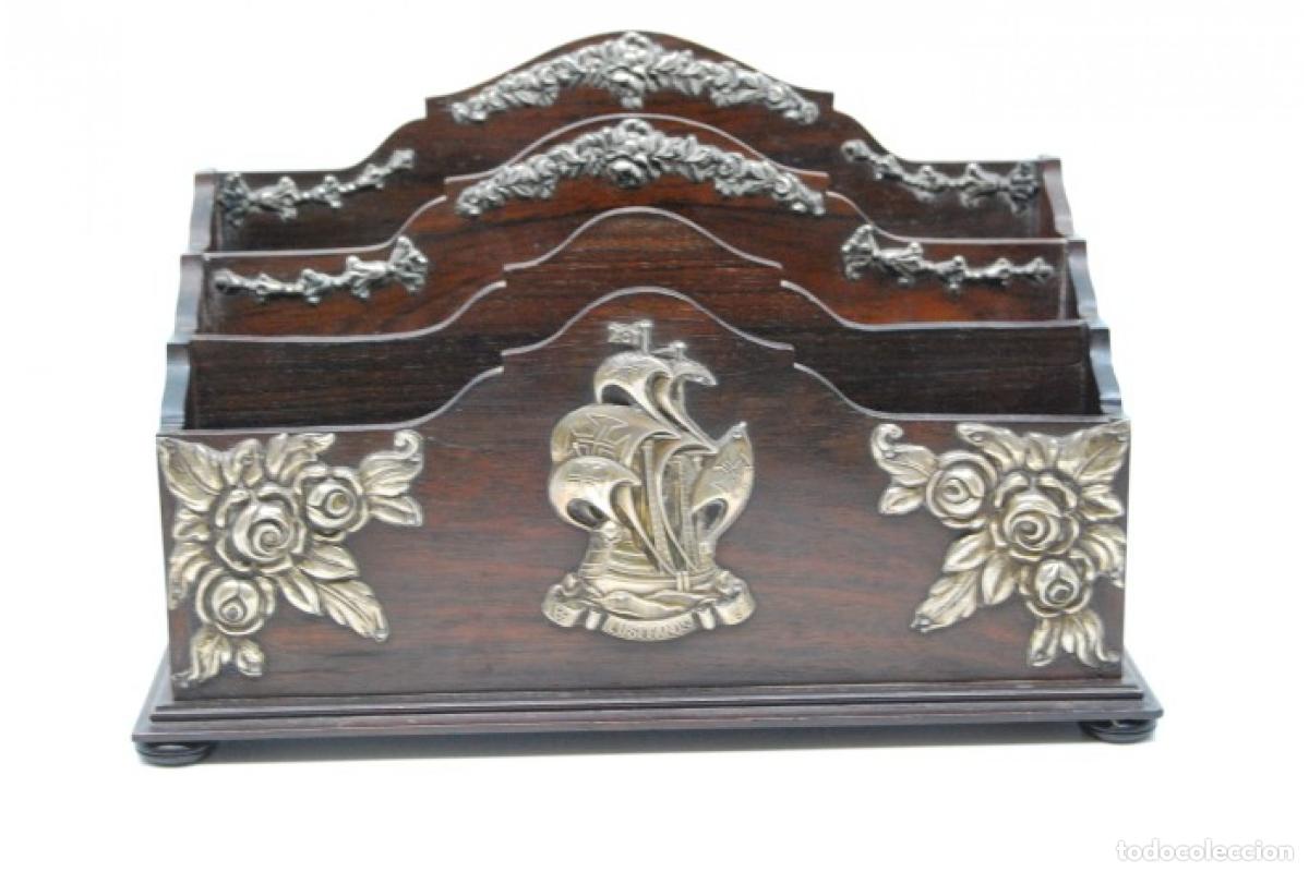 Antig&uuml;edades: Portacartas, hecho de madera y plata. - Foto 5