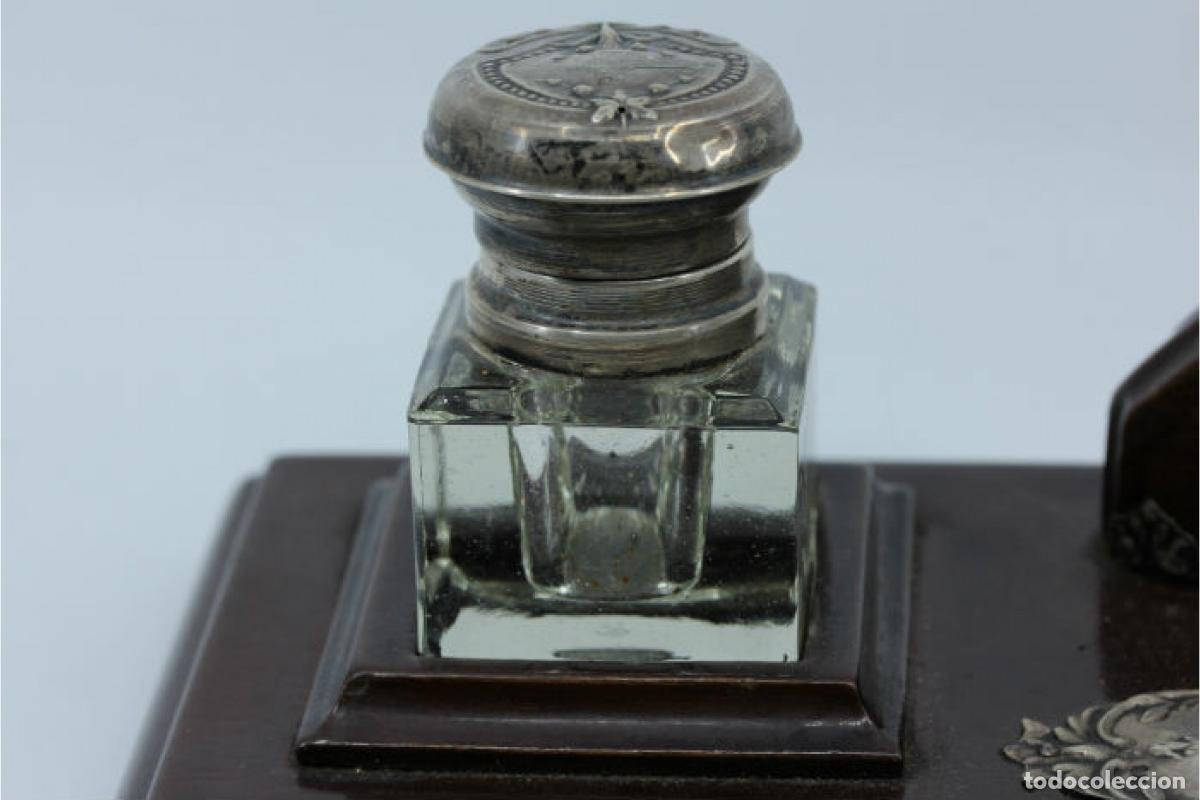 Antig&uuml;edades: Tintero de madera y plata - Foto 2