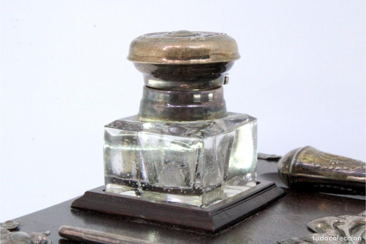 Antig&uuml;edades: Tintero de madera y plata - Foto 8