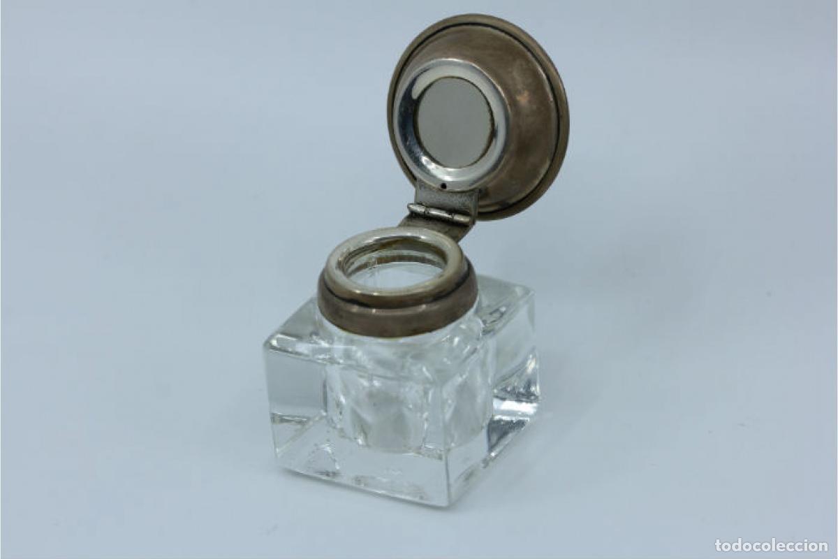 Antig&uuml;edades: Tintero de madera y plata - Foto 3