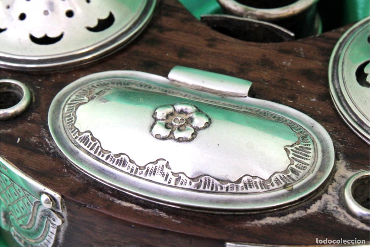 Antig&uuml;edades: Tintero de madera y plata - Foto 3