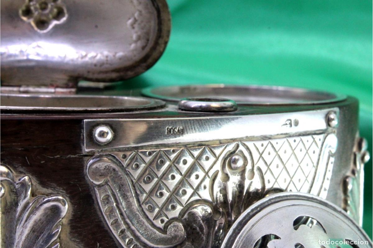 Antig&uuml;edades: Tintero de madera y plata - Foto 6