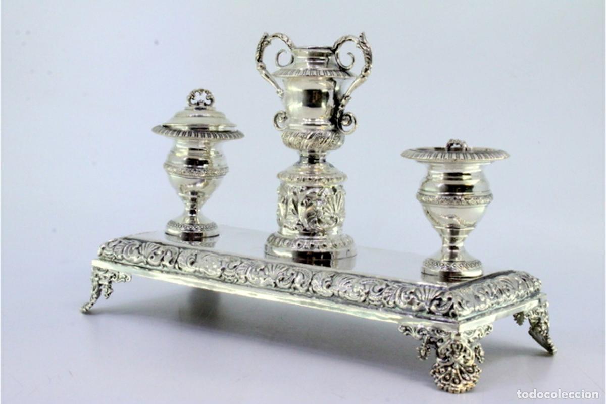 Antig&uuml;edades: tintero de plata - Foto 3