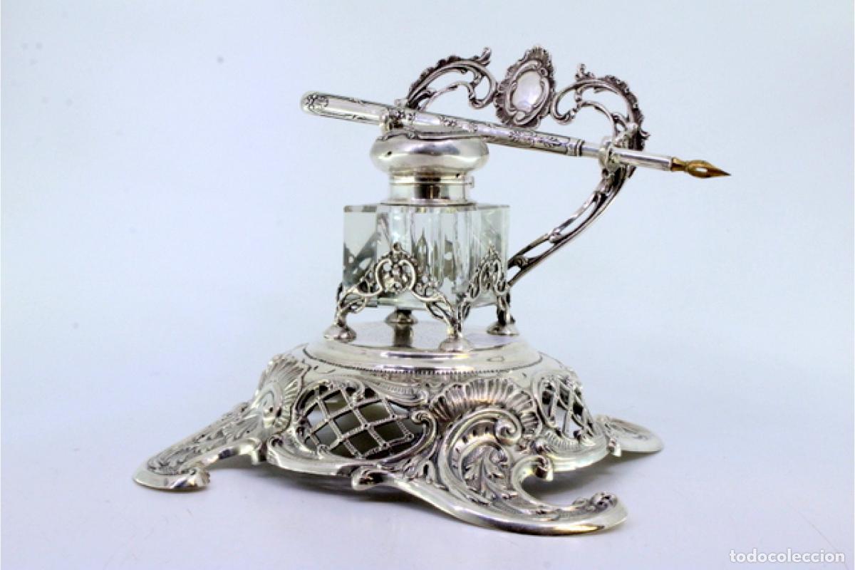 Antig&uuml;edades: tintero de plata - Foto 6