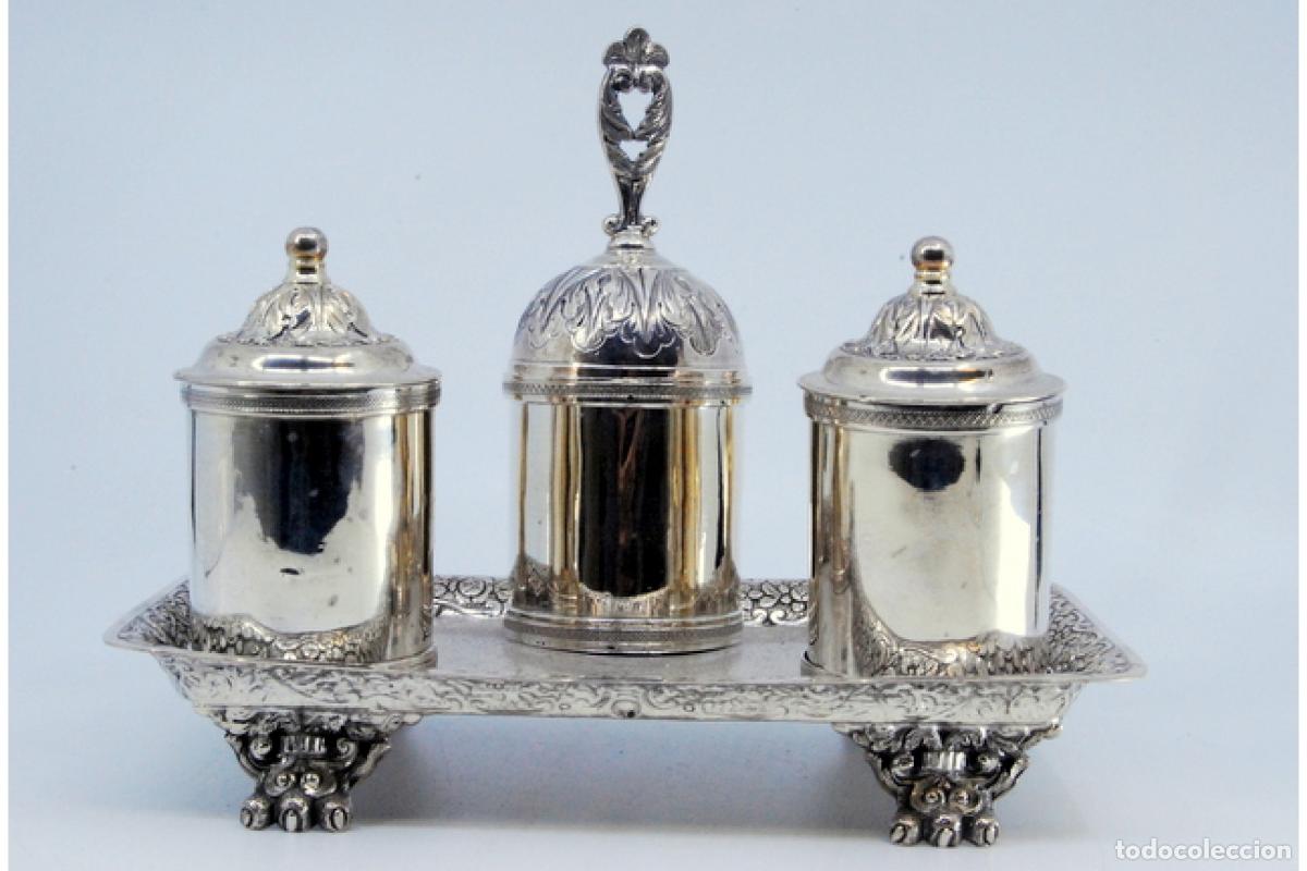 Antig&uuml;edades: tintero de plata - Foto 6