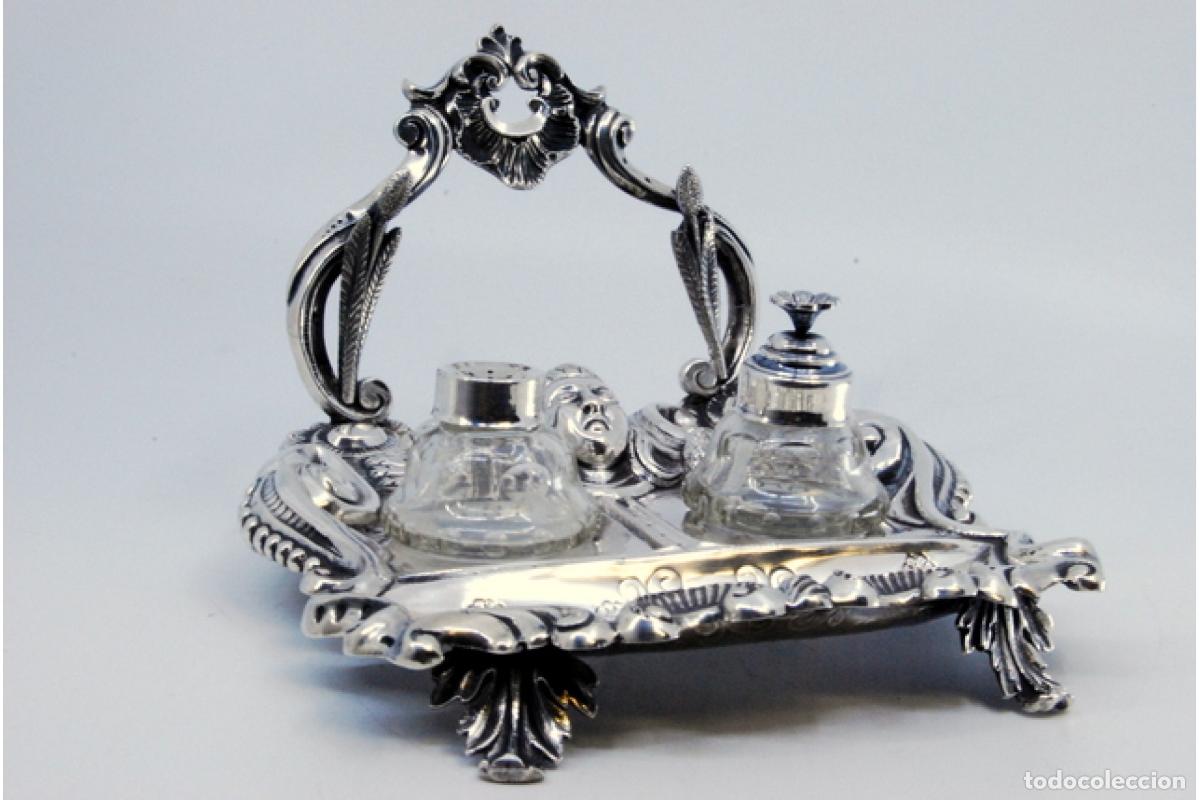 Antig&uuml;edades: tintero de plata - Foto 9