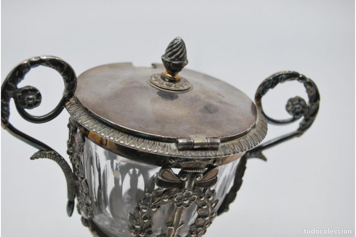 Antig&uuml;edades: Tarro de mermelada de vidrio y plata - Foto 3