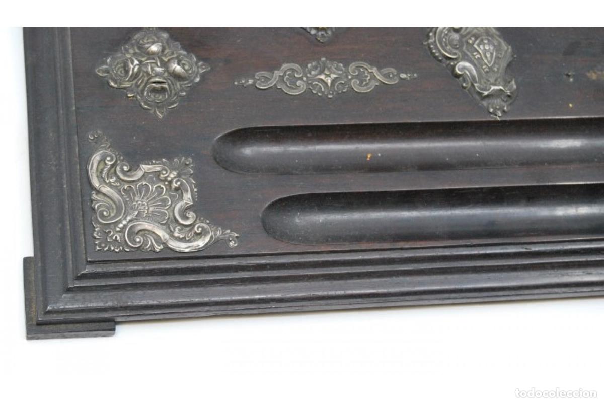 Antig&uuml;edades: Juego de tinteros de madera y plata. - Foto 6