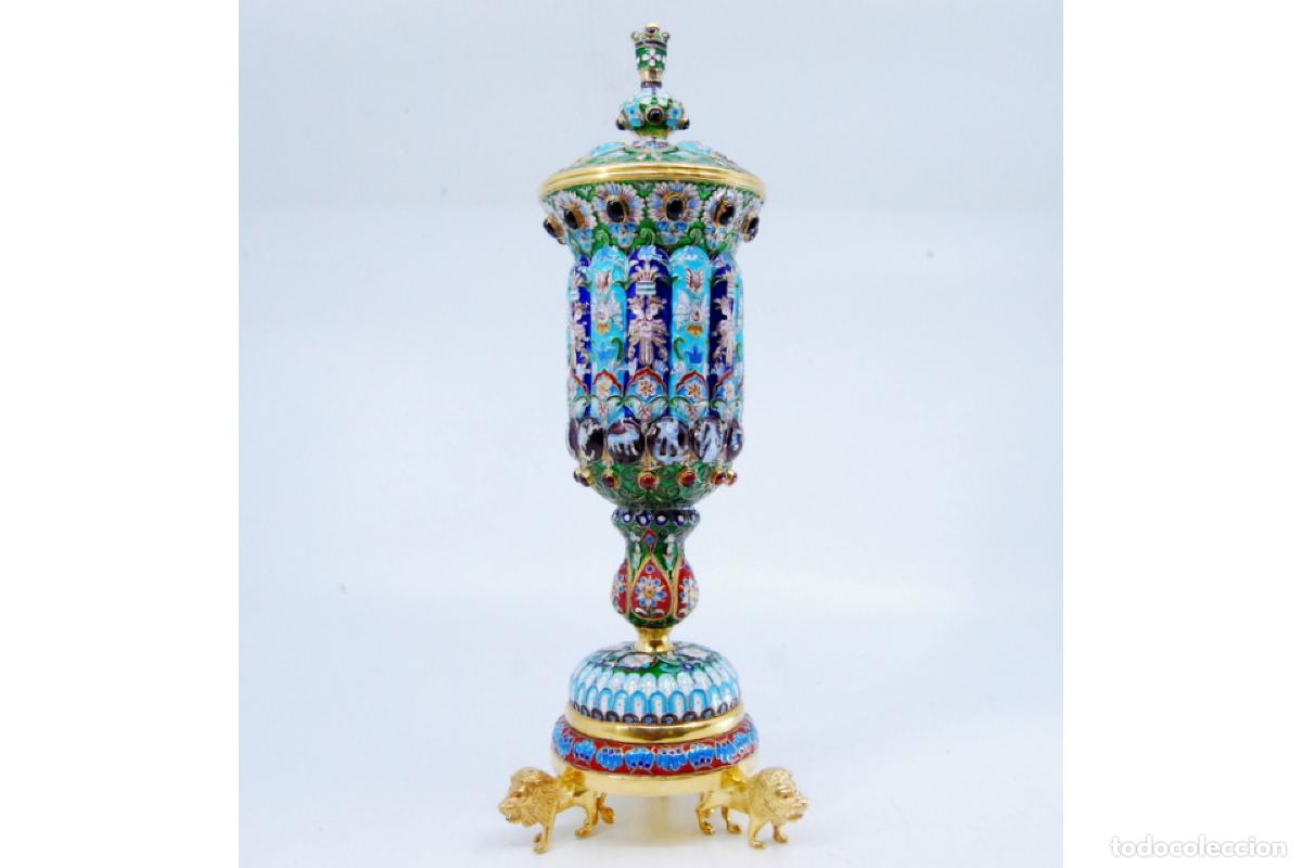 Antig&uuml;edades: Urna rusa de plata cloisonn&eacute; - Foto 3