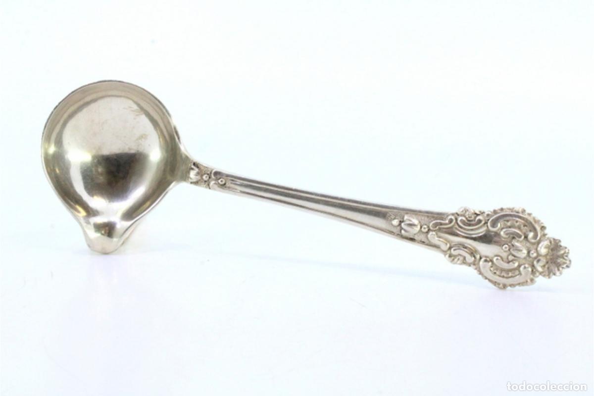 Antig&uuml;edades: cuchara de salsa de plata - Foto 6