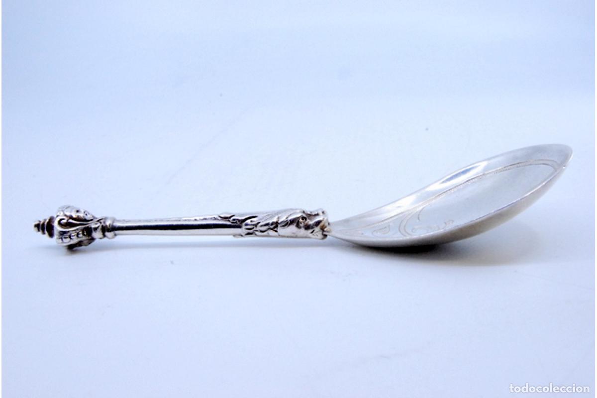 Antig&uuml;edades: Cuchara de helado de plata - Cabeza de drag&oacute;n. - Foto 7