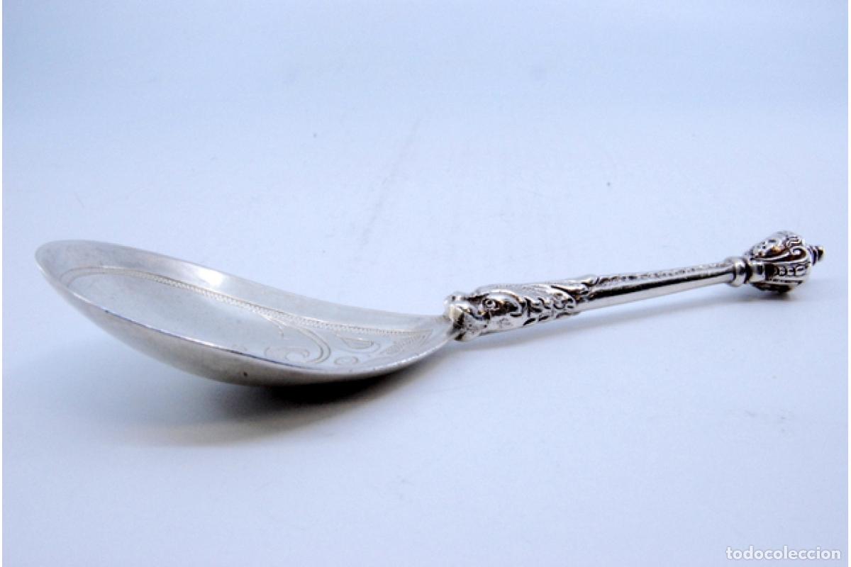 Antig&uuml;edades: Cuchara de helado de plata - Cabeza de drag&oacute;n. - Foto 8