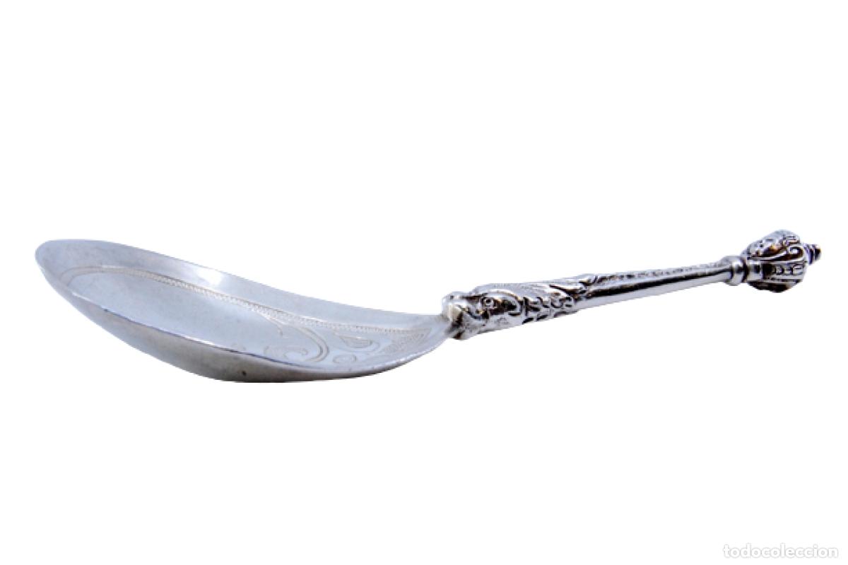 Antig&uuml;edades: Cuchara de helado de plata - Cabeza de drag&oacute;n. - Foto 1
