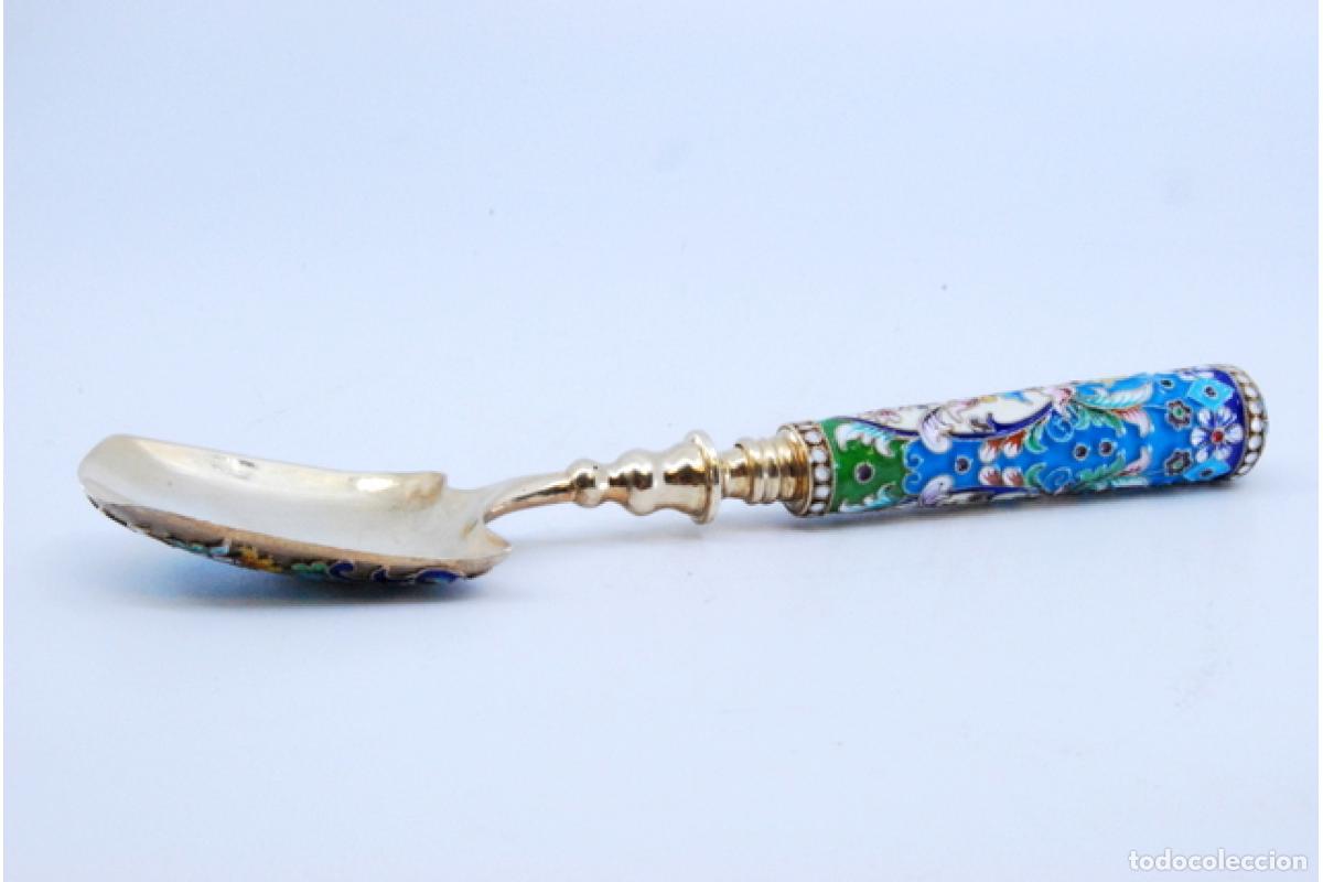 Antig&uuml;edades: Cuchara rusa cloisonn&eacute; de plata - Foto 2