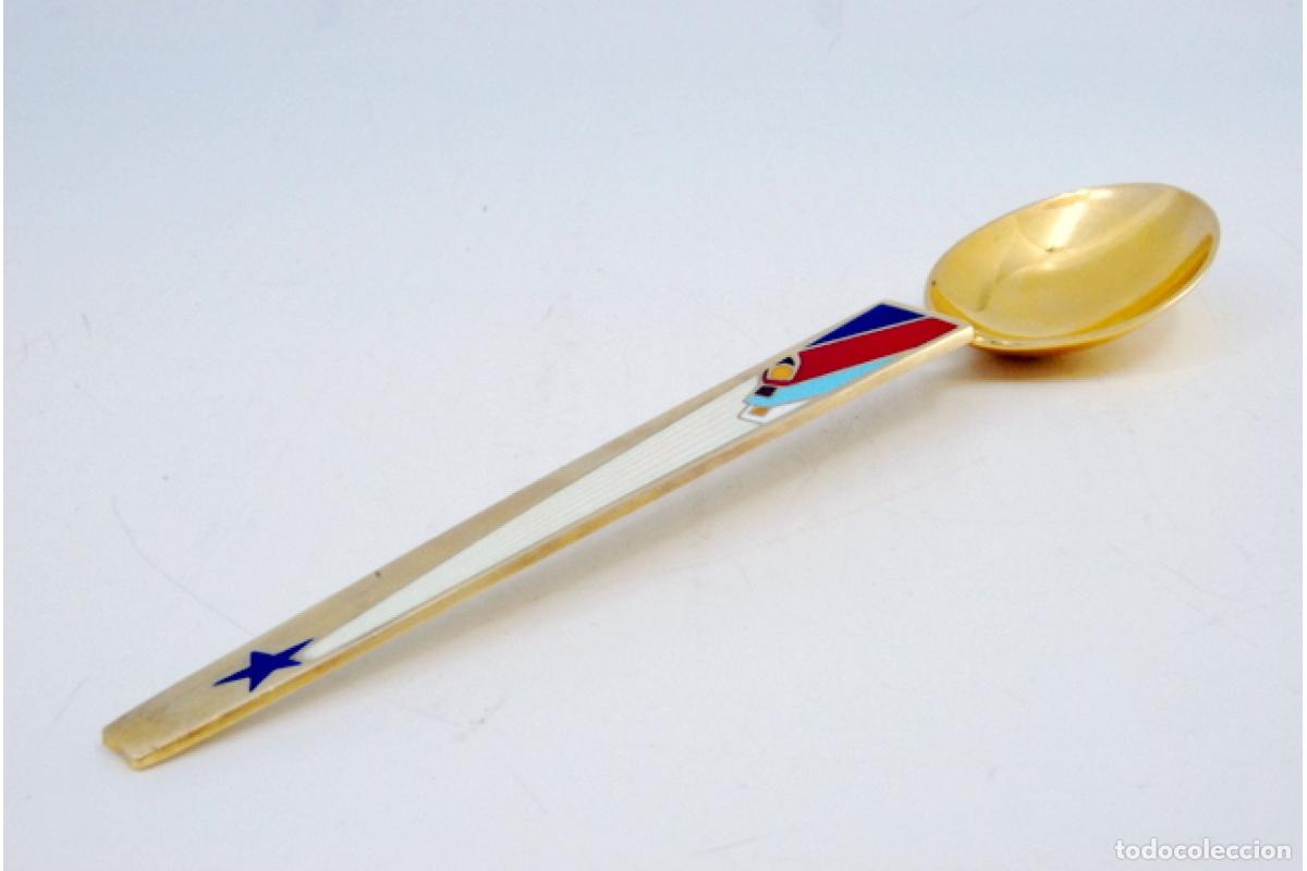 Antig&uuml;edades: Cuchara de postre de plata ba&ntilde;ada en oro - Navidad - Foto 7