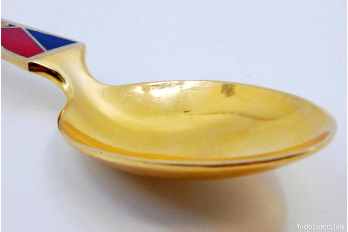 Antig&uuml;edades: Cuchara de postre de plata ba&ntilde;ada en oro - Navidad - Foto 8