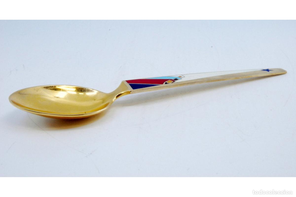 Antig&uuml;edades: Cuchara de postre de plata ba&ntilde;ada en oro - Navidad - Foto 9