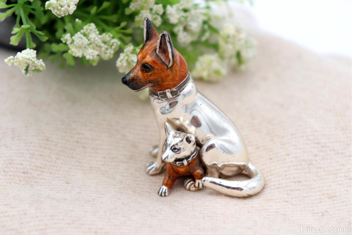 Antig&uuml;edades: Conjunto de perro hembra y macho, en plata. - Foto 4