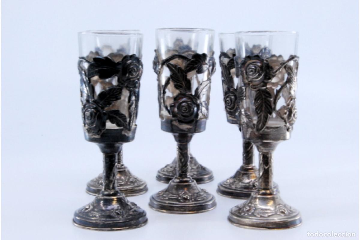 Antig&uuml;edades: Juego de 6 vasos de platas - Foto 2