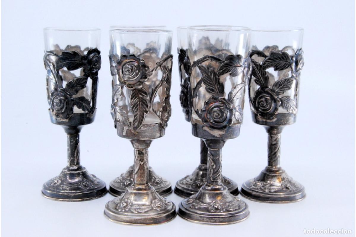 Antig&uuml;edades: Juego de 6 vasos de platas - Foto 3