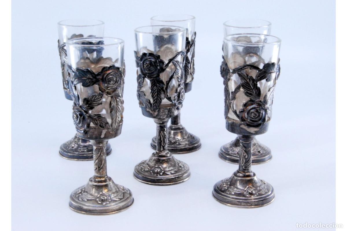 Antig&uuml;edades: Juego de 6 vasos de platas - Foto 5
