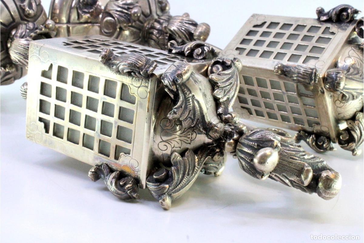 Antig&uuml;edades: Par de l&aacute;mparas de mesa de platas - Foto 7