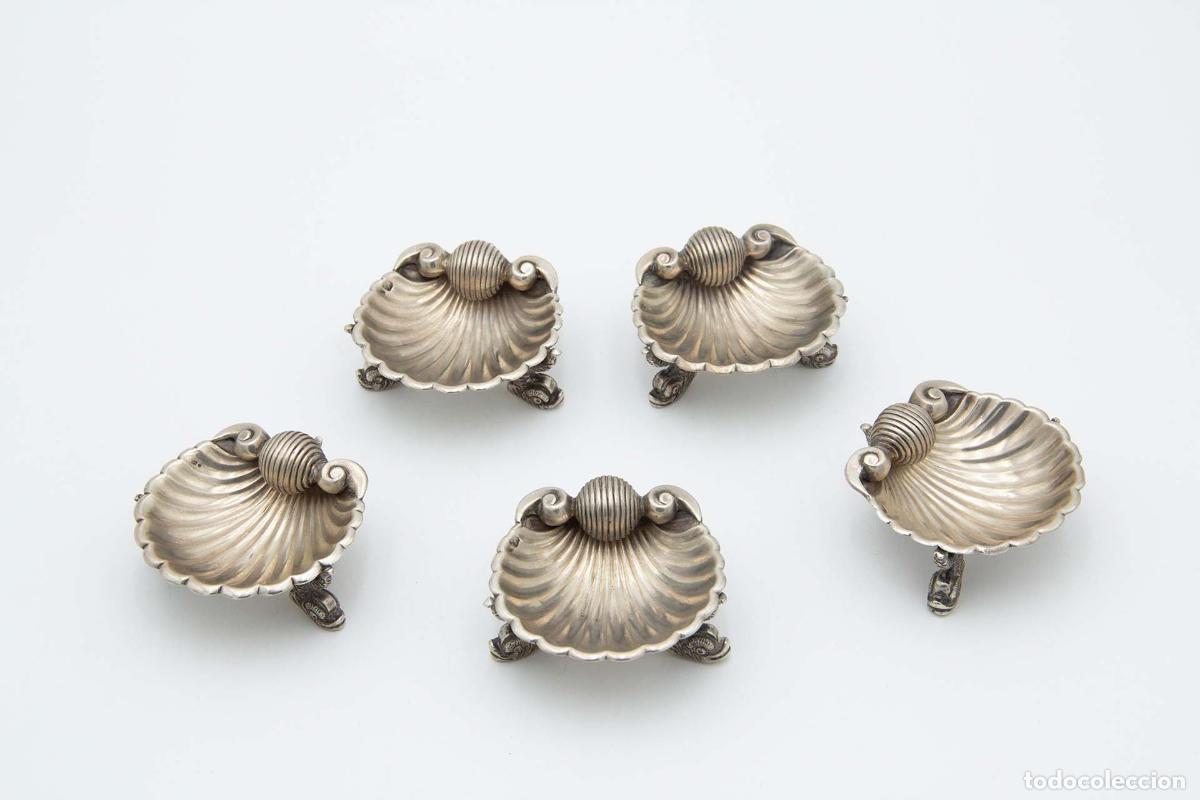 Antiquit&eacute;s: Juego de 5 copas para anillos de plata
