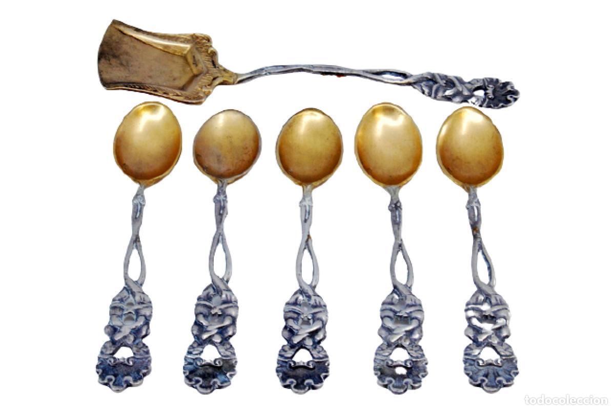 Antig&uuml;edades: Juego de 5 cucharillas de caf&eacute; de plata - Foto 1