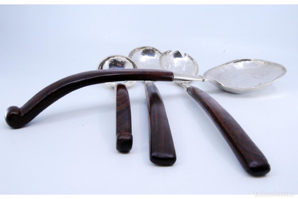 Antig&uuml;edades: Juego de 4 cucharas de postre de plata - Foto 3