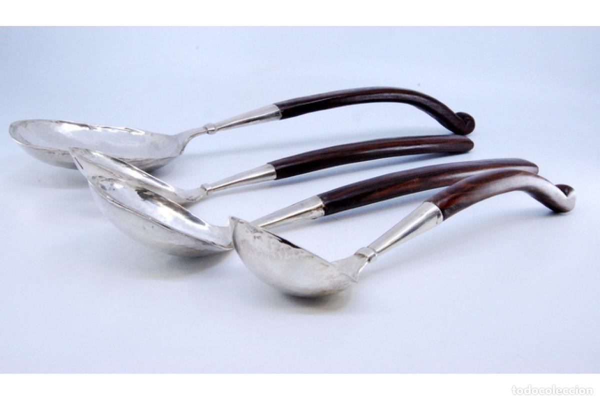 Antig&uuml;edades: Juego de 4 cucharas de postre de plata - Foto 5