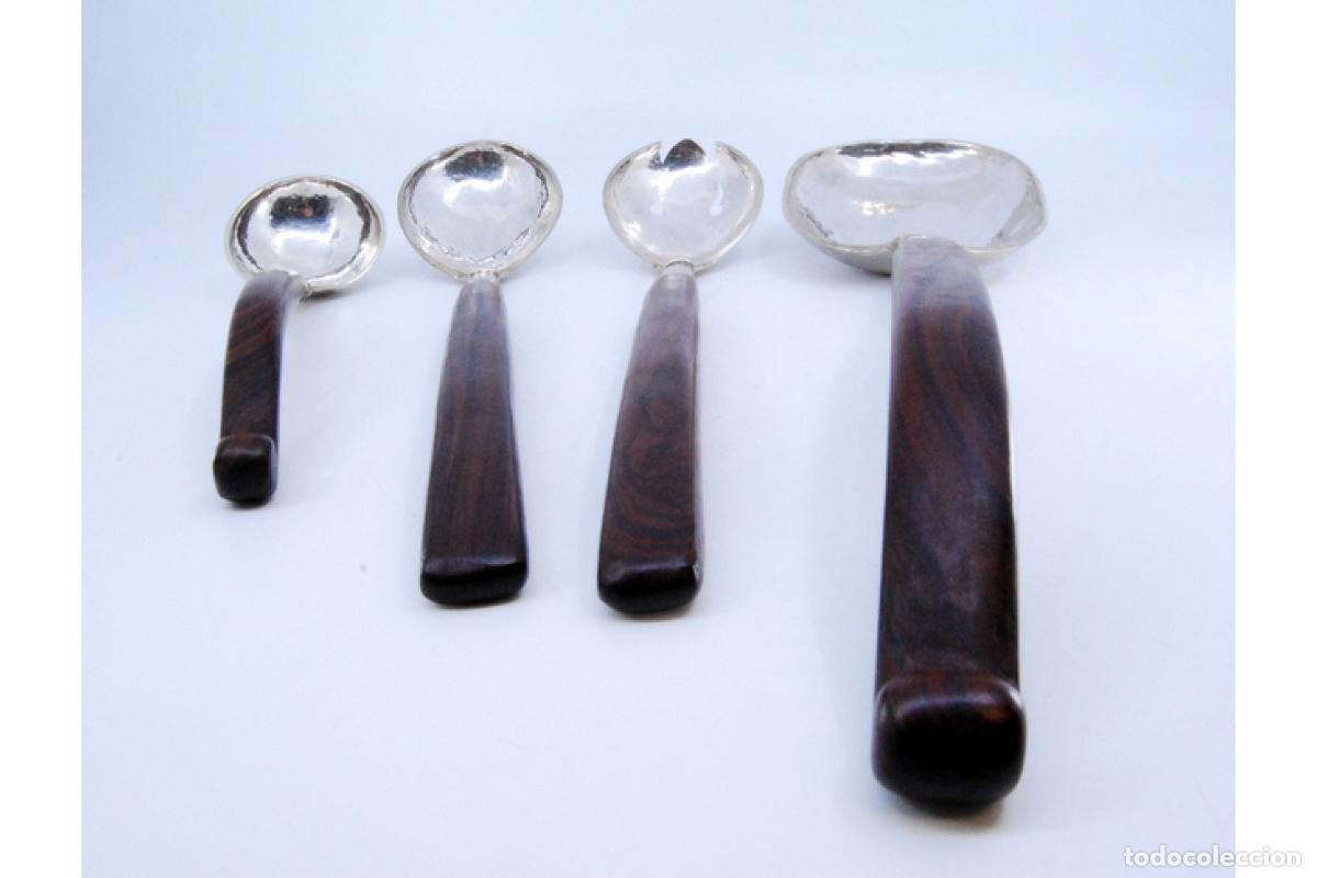 Antig&uuml;edades: Juego de 4 cucharas de postre de plata - Foto 7