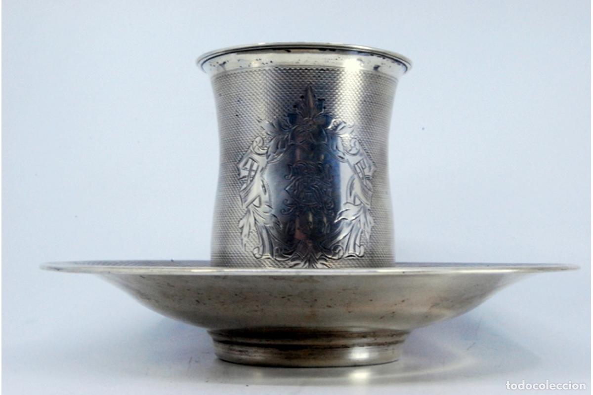 Antig&uuml;edades: Plato y taza, en plata - Foto 2