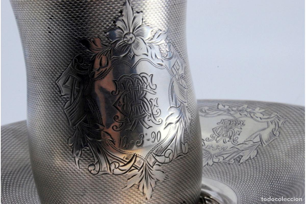 Antig&uuml;edades: Plato y taza, en plata - Foto 3