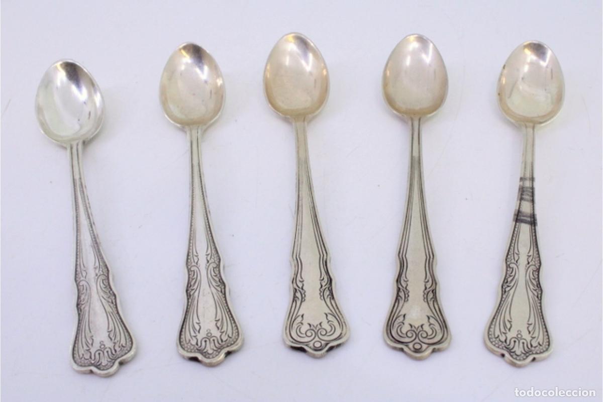 Antig&uuml;edades: Juego de 5 cucharillas de caf&eacute; de plata - Foto 2