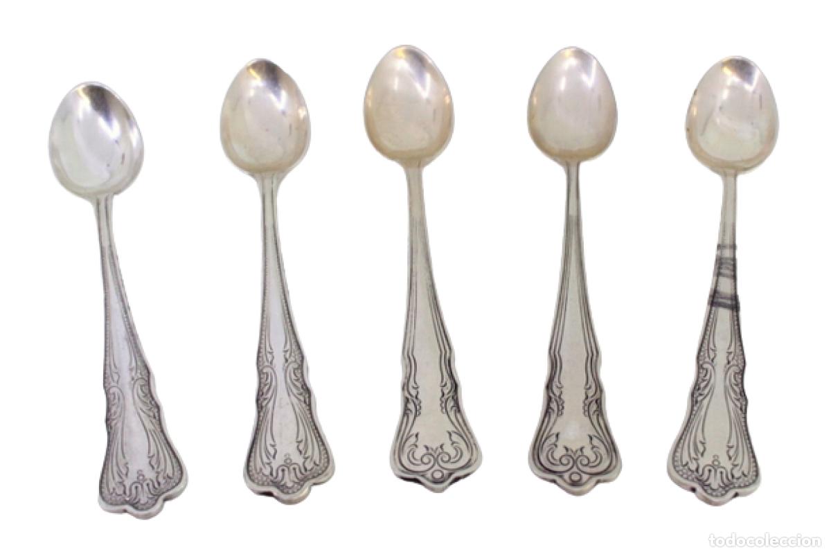 Antiquit&eacute;s: Juego de 5 cucharillas de caf&eacute; de plata