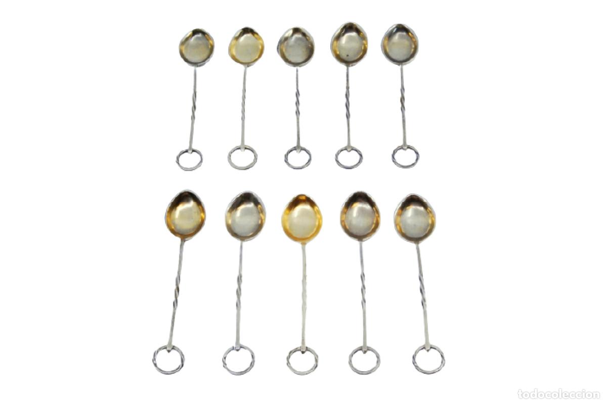 Oggetti Antichi: Juego de 10 cucharillas de caf&eacute; de plata