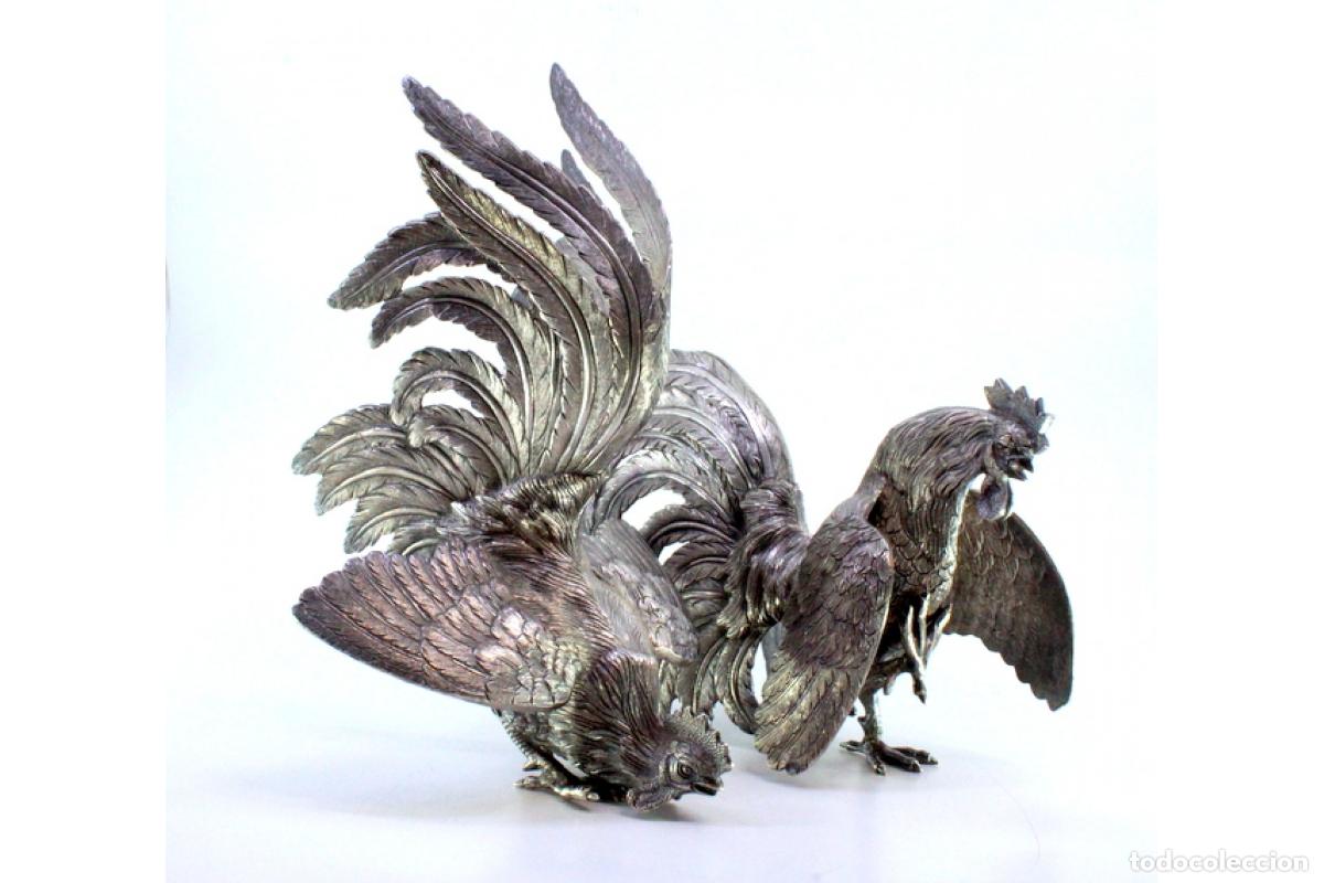 Antig&uuml;edades: 2 gallos de platas - Foto 2