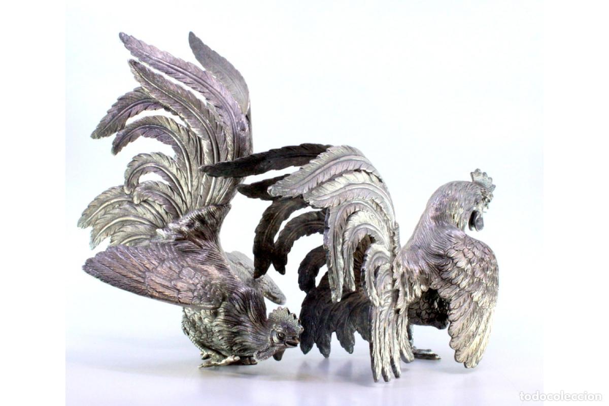 Antig&uuml;edades: 2 gallos de platas - Foto 3