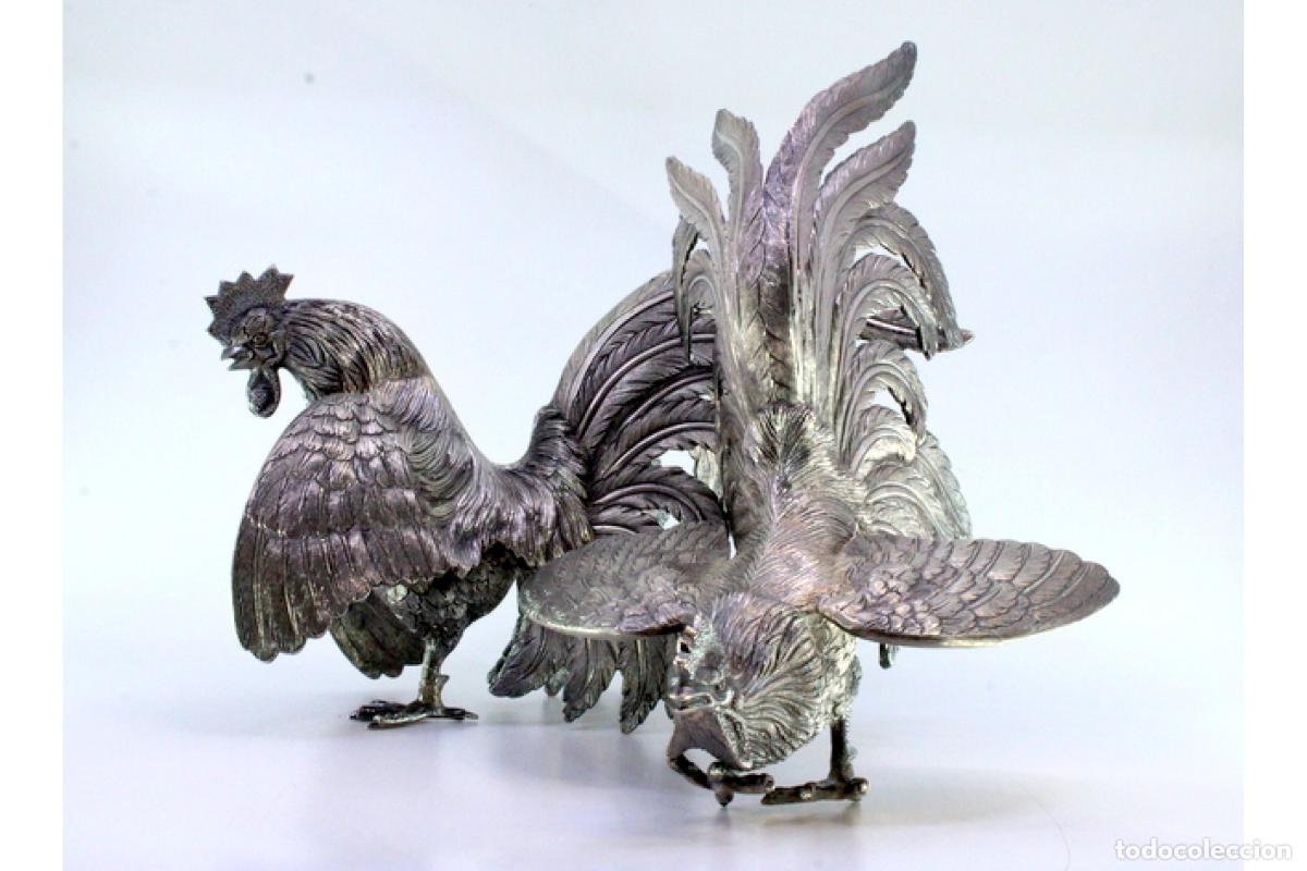 Antig&uuml;edades: 2 gallos de platas - Foto 6