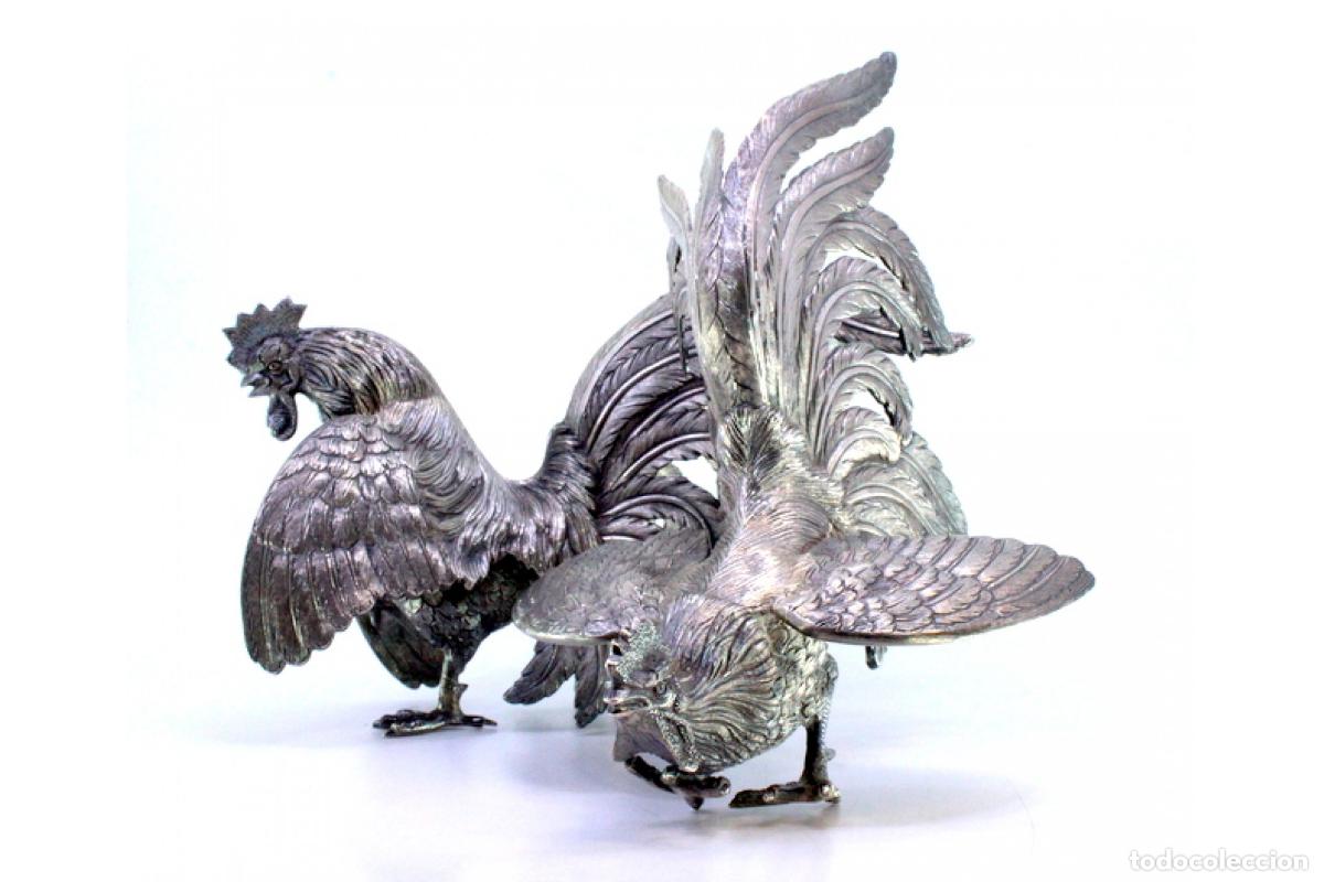 Antig&uuml;edades: 2 gallos de platas - Foto 7
