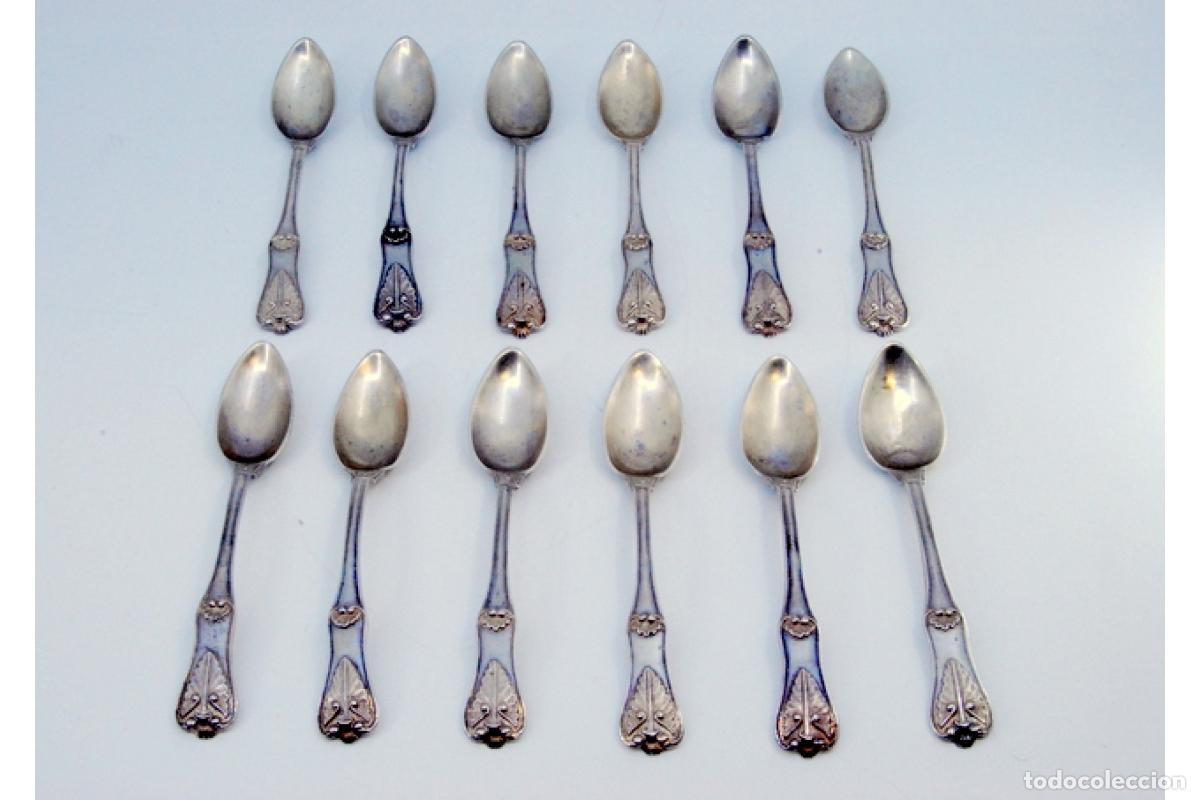 Antig&uuml;edades: Juego de 12 cucharillas de plata - Foto 2