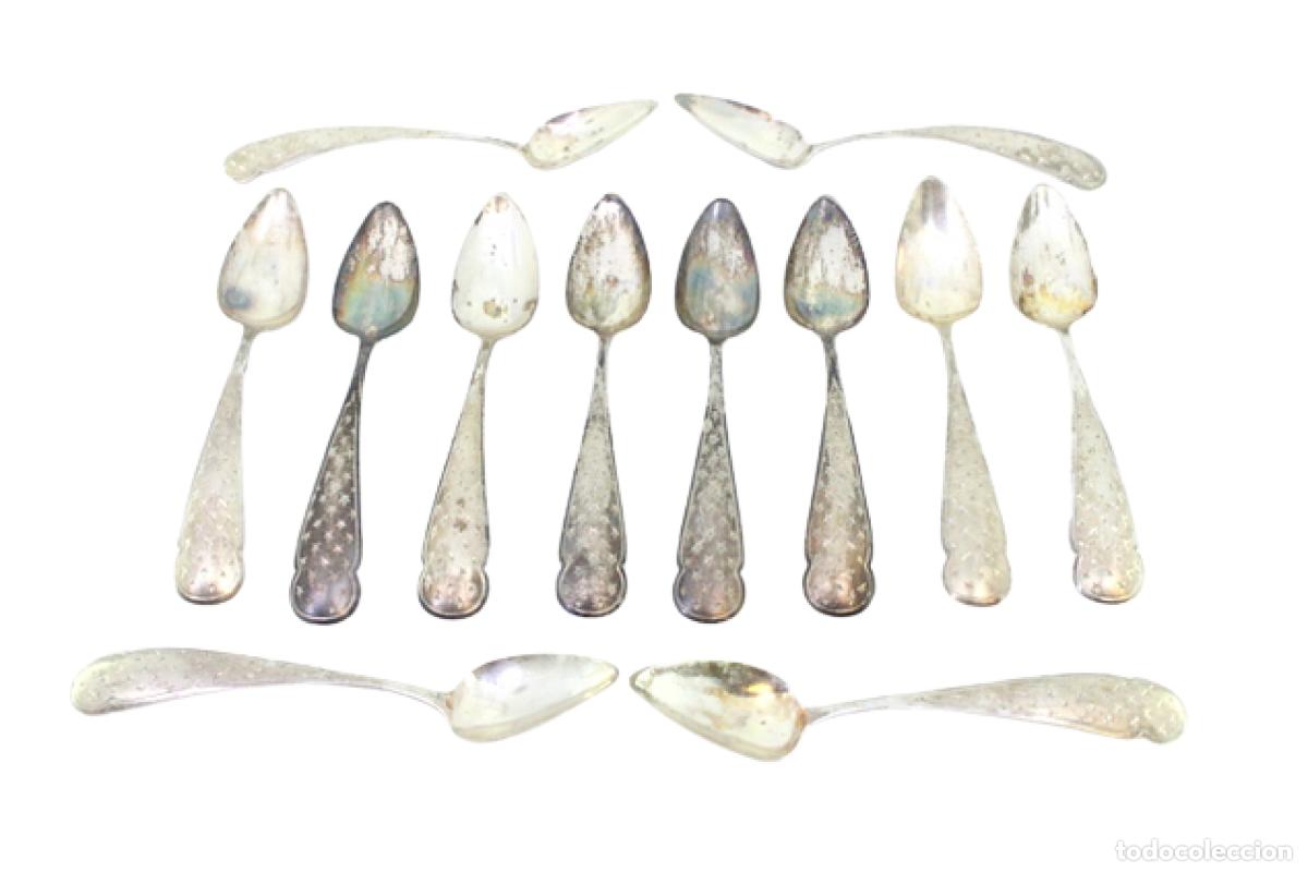 Antiguidades: Juego de 12 cucharillas de t&eacute;, de platas - Estrellas