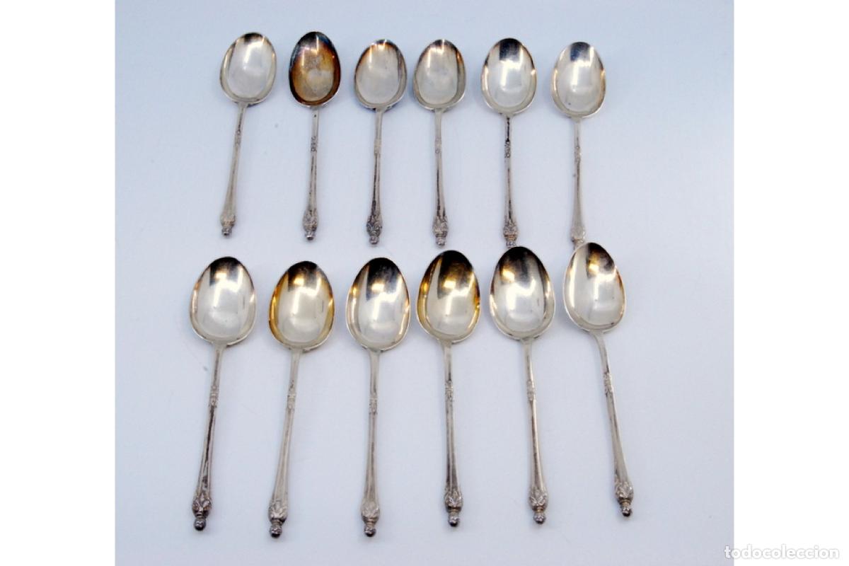 Antig&uuml;edades: Juego de 12 cucharillas de plata - Foto 2