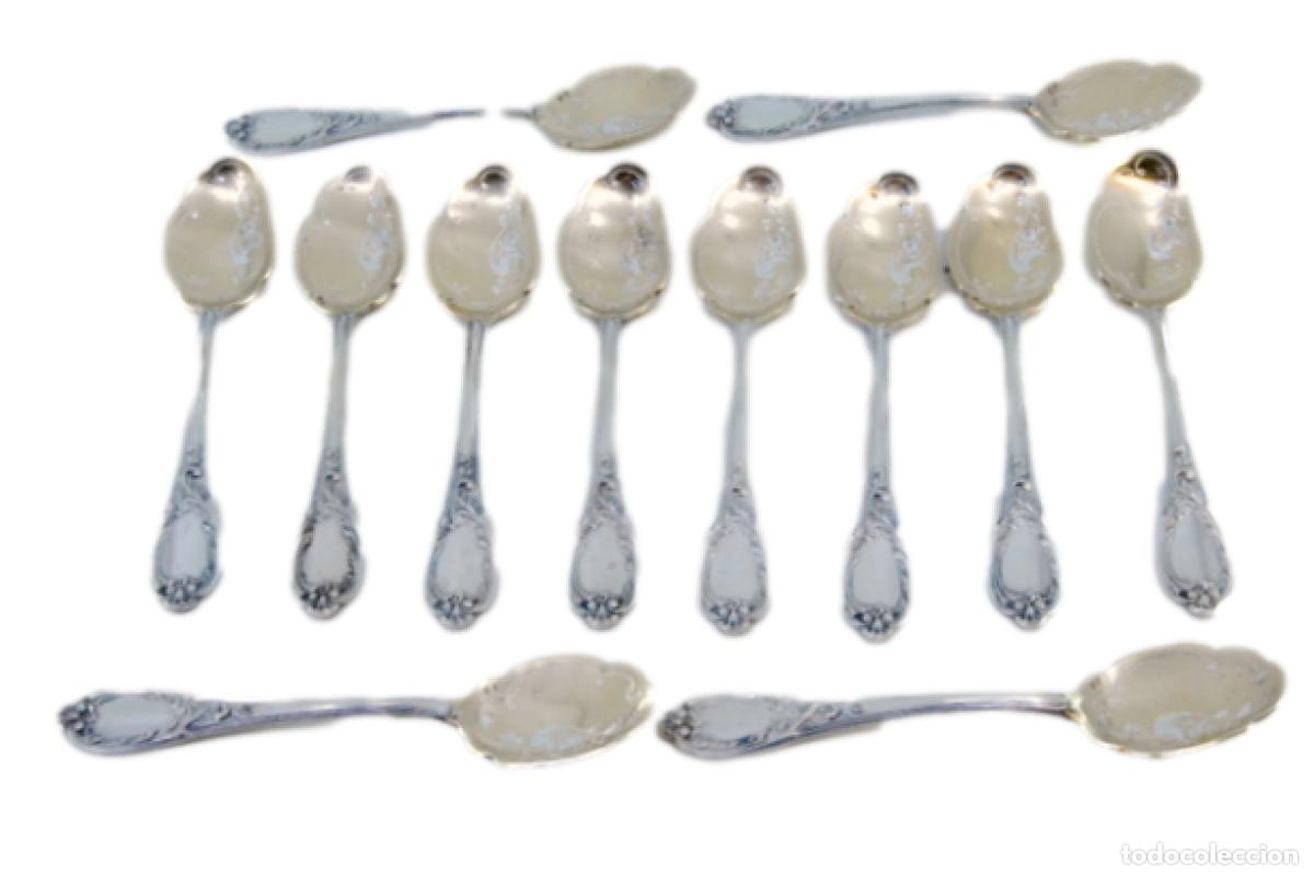 Oggetti Antichi: Juego de 12 cucharas de helado de platas