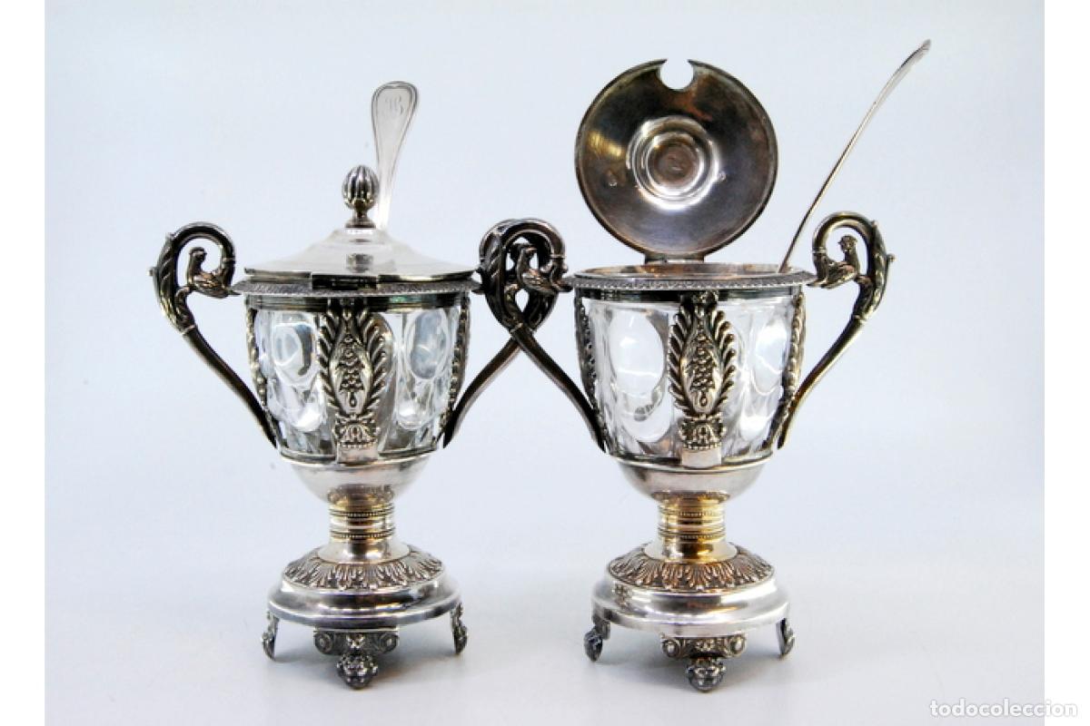 Antig&uuml;edades: Par de mostazas de plata - Foto 4